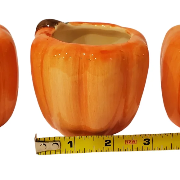 Pumpkin Candle Holders Fall Table Ceramic Decor Lot of 3 - Picture 7 of 9